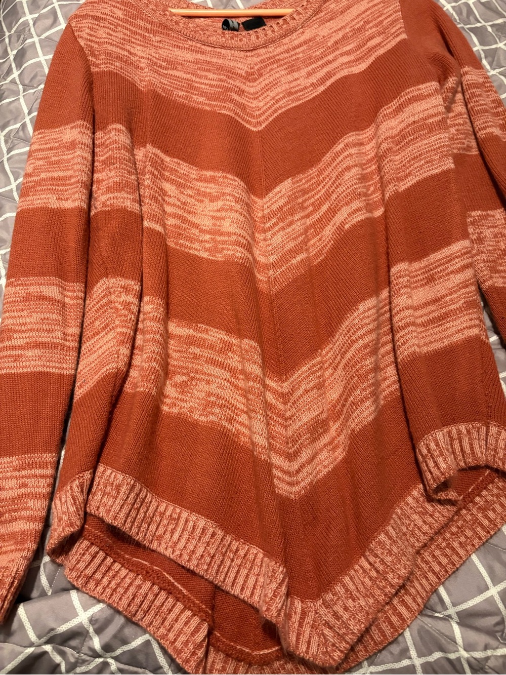 new directions Rust & Cream Chevron Knit Crewneck Sweater